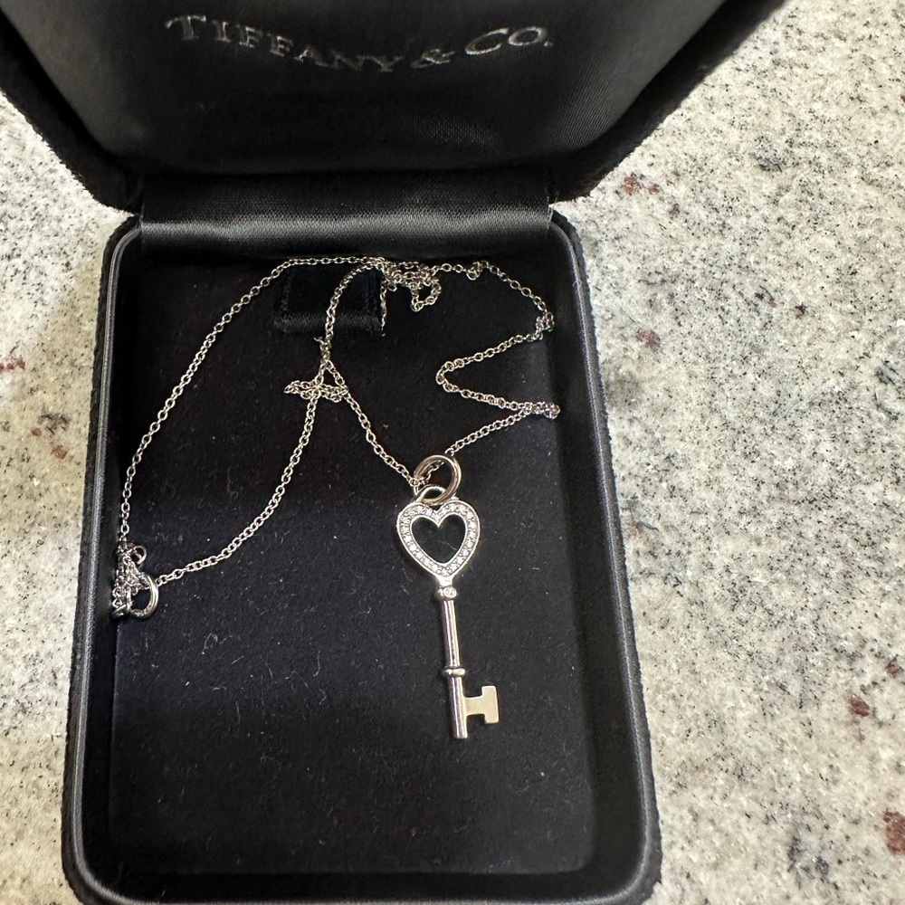 Tiffany & Co. White gold Heart Key Necklace